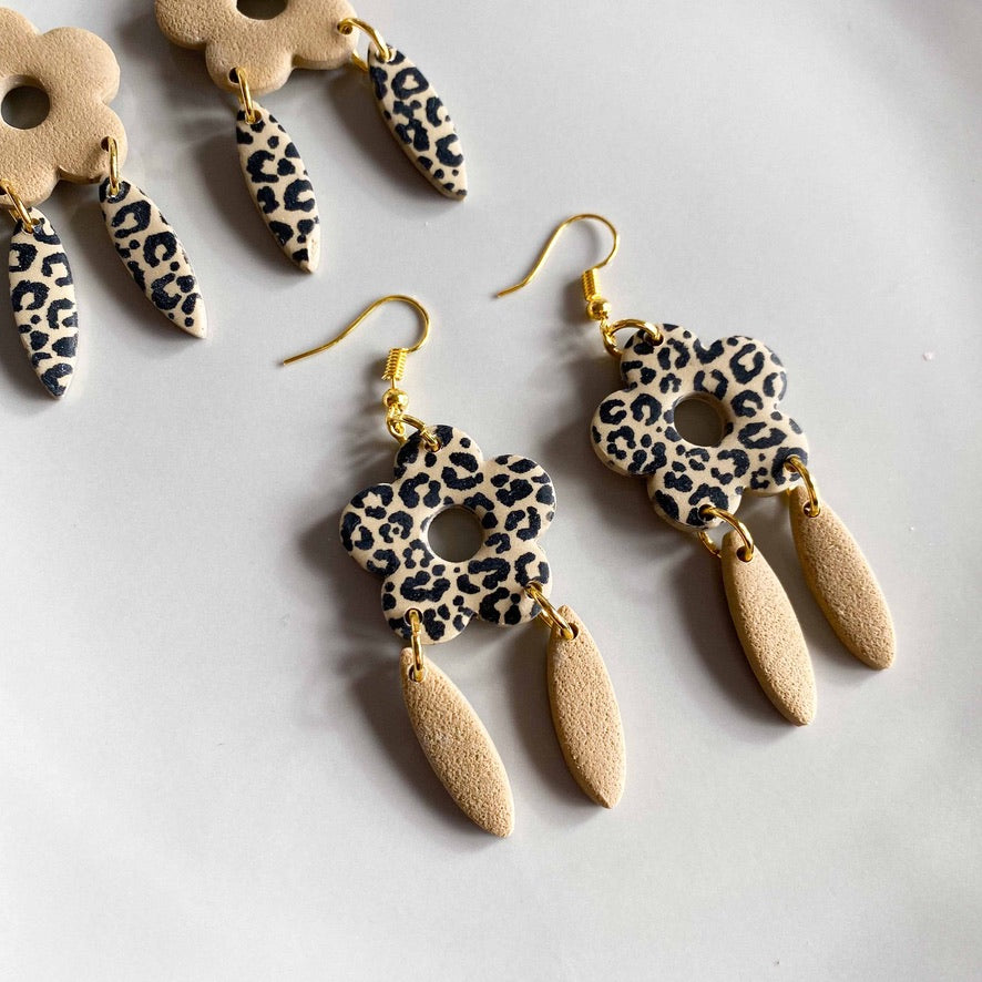 Leopard and Tan Flowers