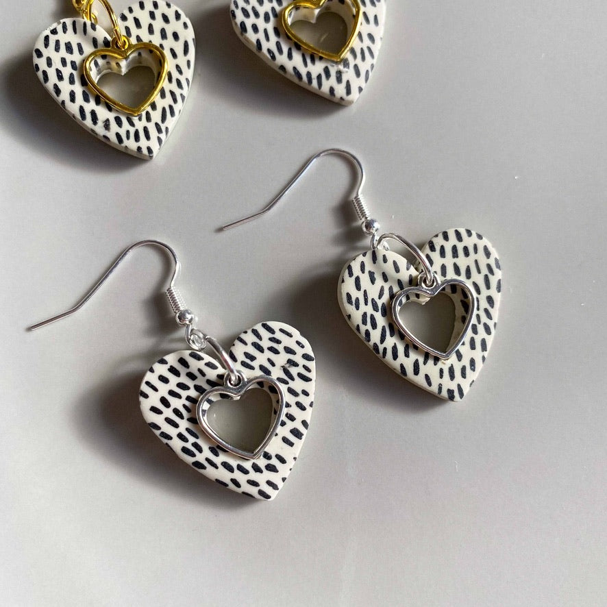 Dalmatian Hollow Hearts with Charms