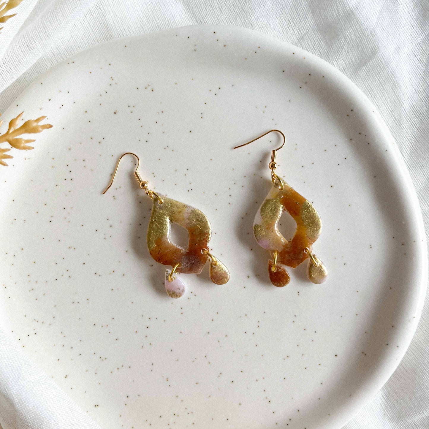 Ornate Drops in Lilac and Gold Tortoiseshell - 1