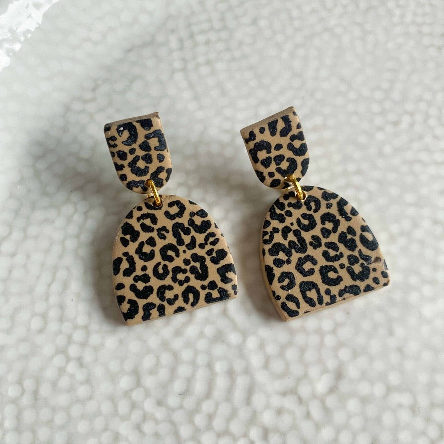 Leopard Print Double Arch Studs