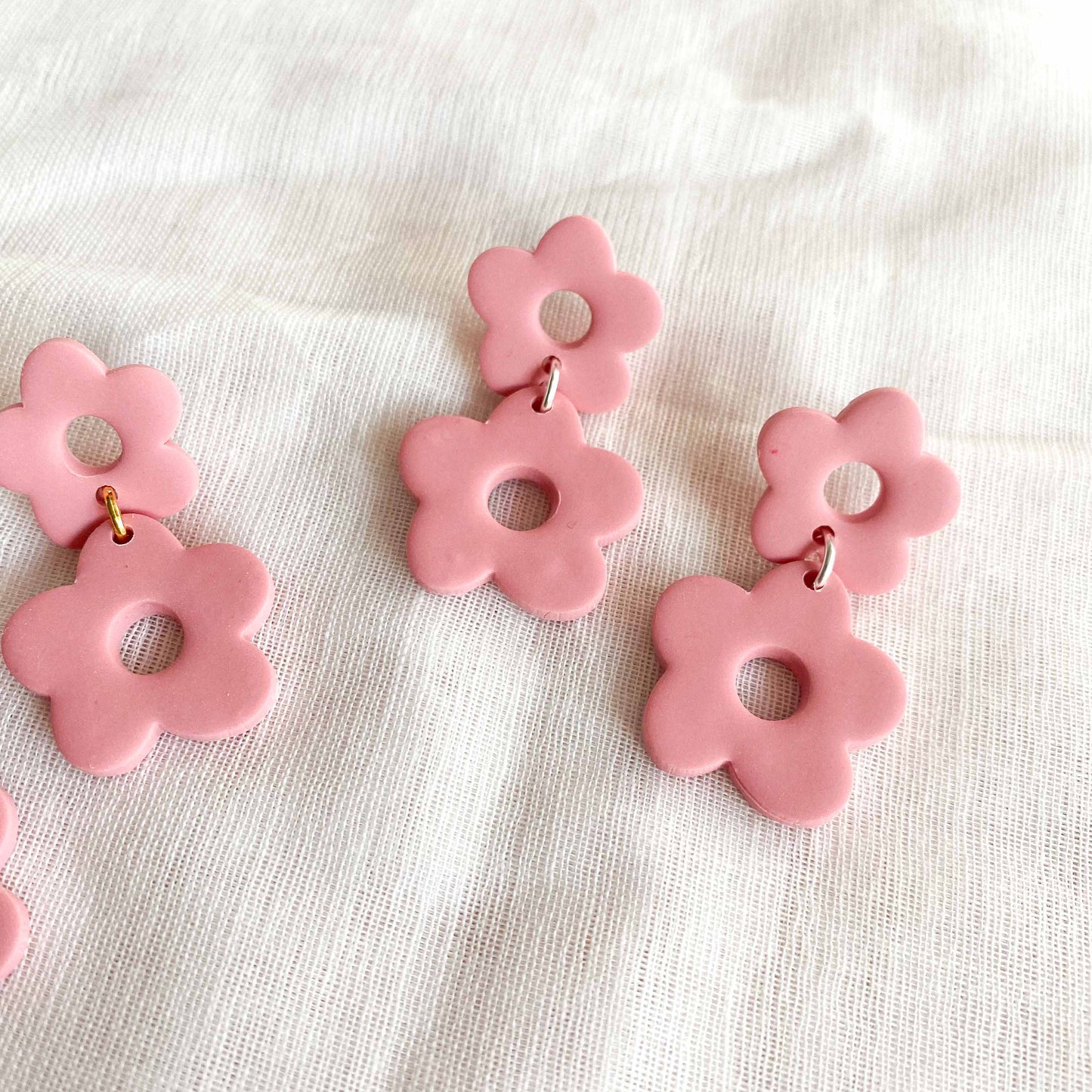 Pink Double Flower Studs