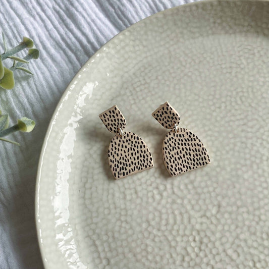 Dalmatian Print Double Arch Studs