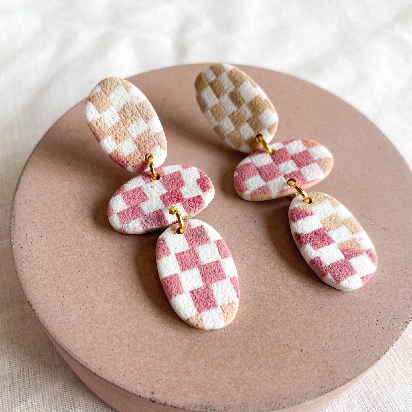 Checkerboard Triple Pebble Studs - Style 2