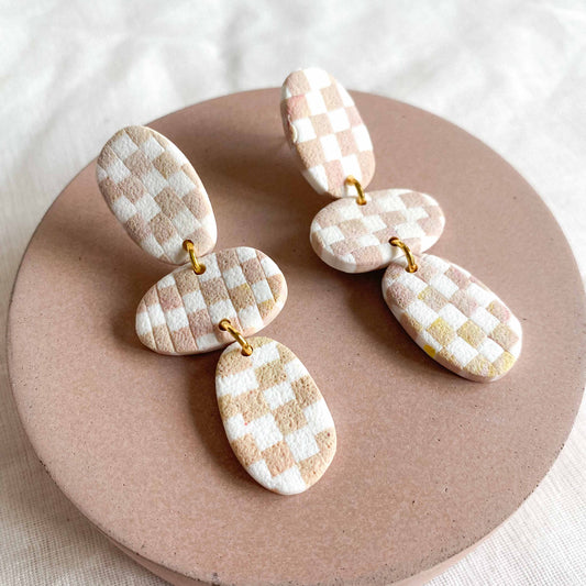 Checkerboard Triple Pebble Studs - Style 1