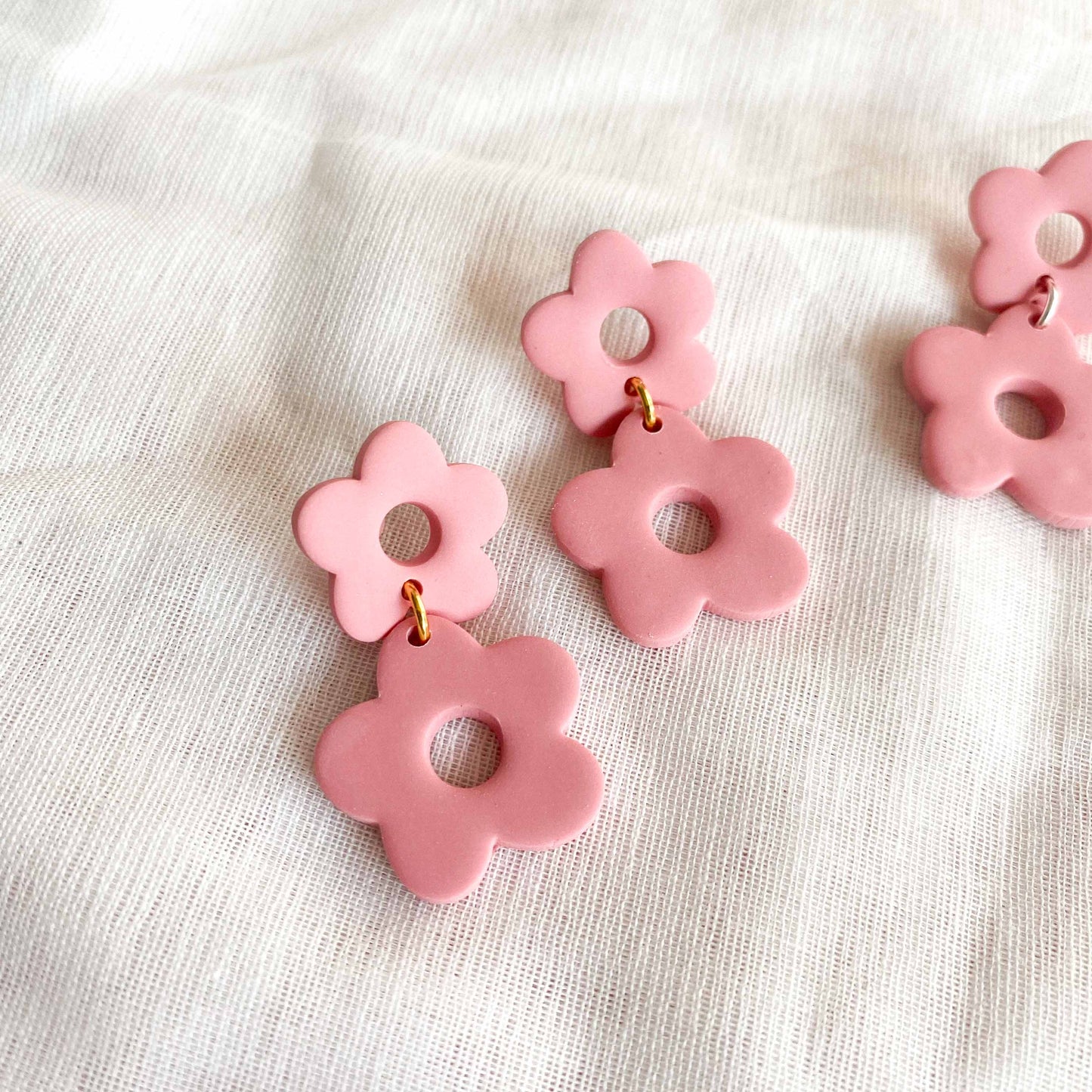 Pink Double Flower Studs