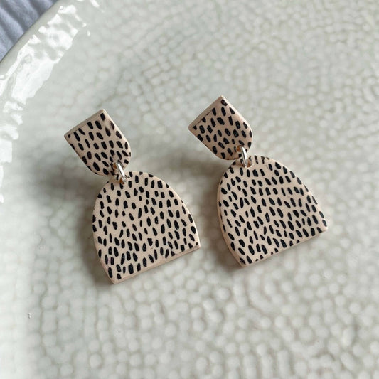 Dalmatian Print Double Arch Studs