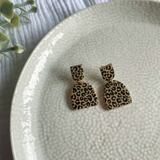 Leopard Print Double Arch Studs