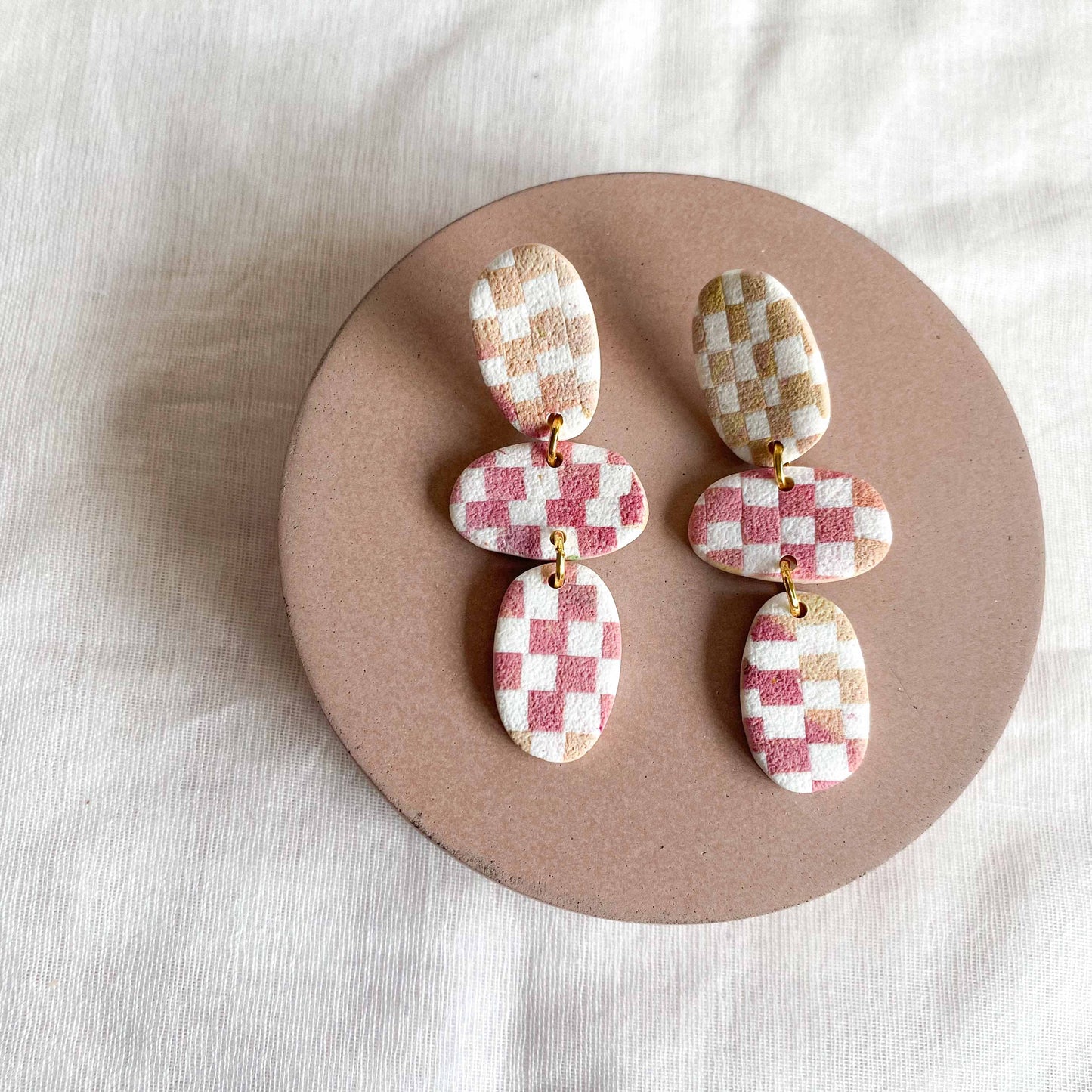 Checkerboard Triple Pebble Studs - Style 2