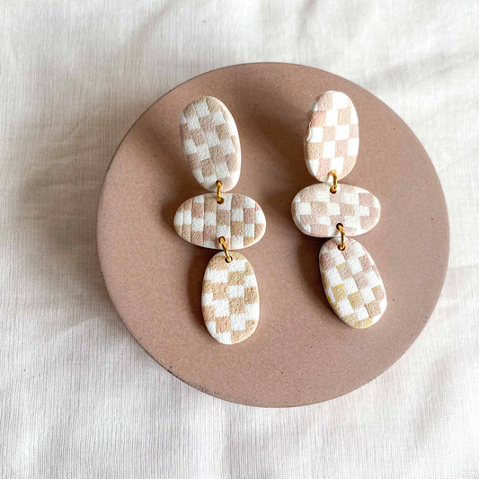 Checkerboard Triple Pebble Studs - Style 1