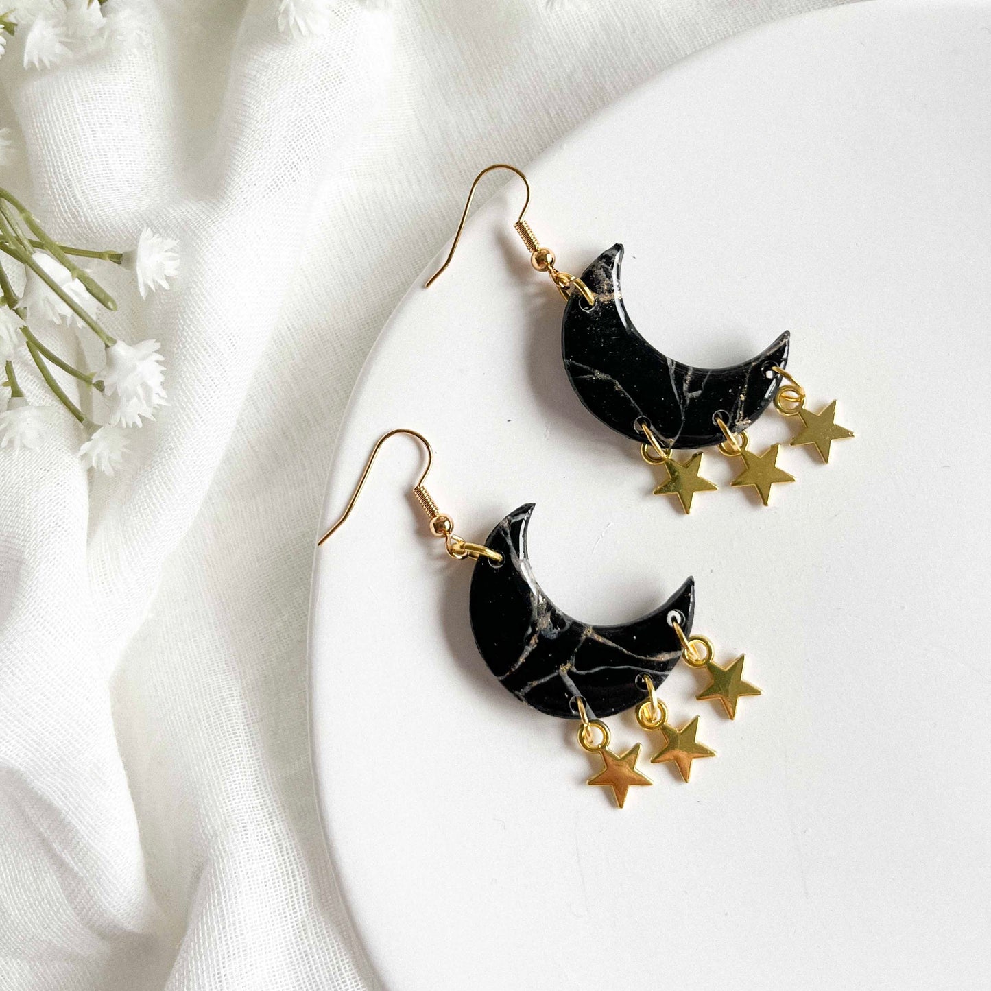 Lunar Moons in Black Howlite