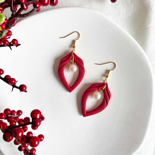 Ornate Pearl Drops in Red