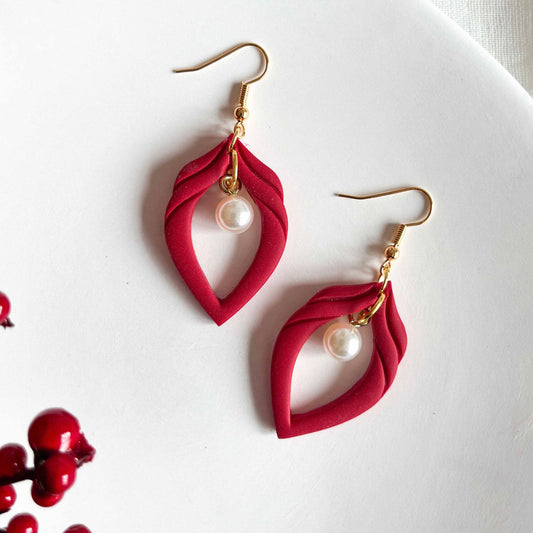 Ornate Pearl Drops in Red