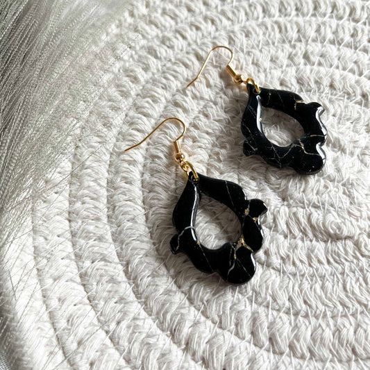 Ornate Drops in Black Howlite