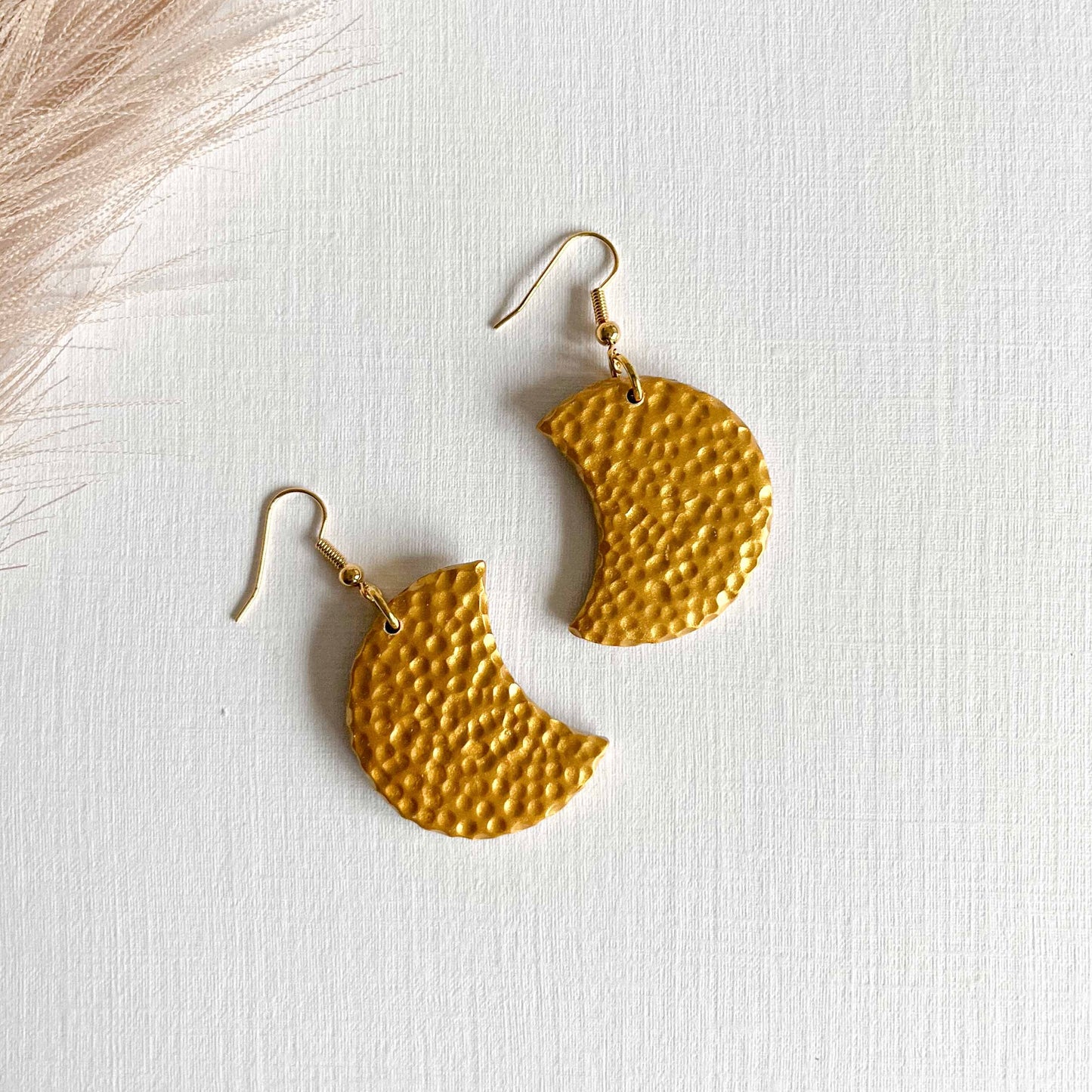 Hammered Gold Crescent Moons